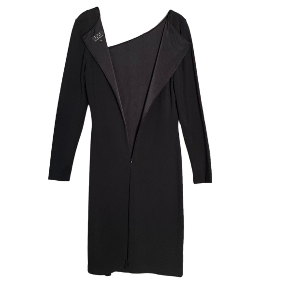 David Meister Dress Asymmetrical Keyhole Neckline Long Sleeve | Black | 10 - Picture 5 of 10